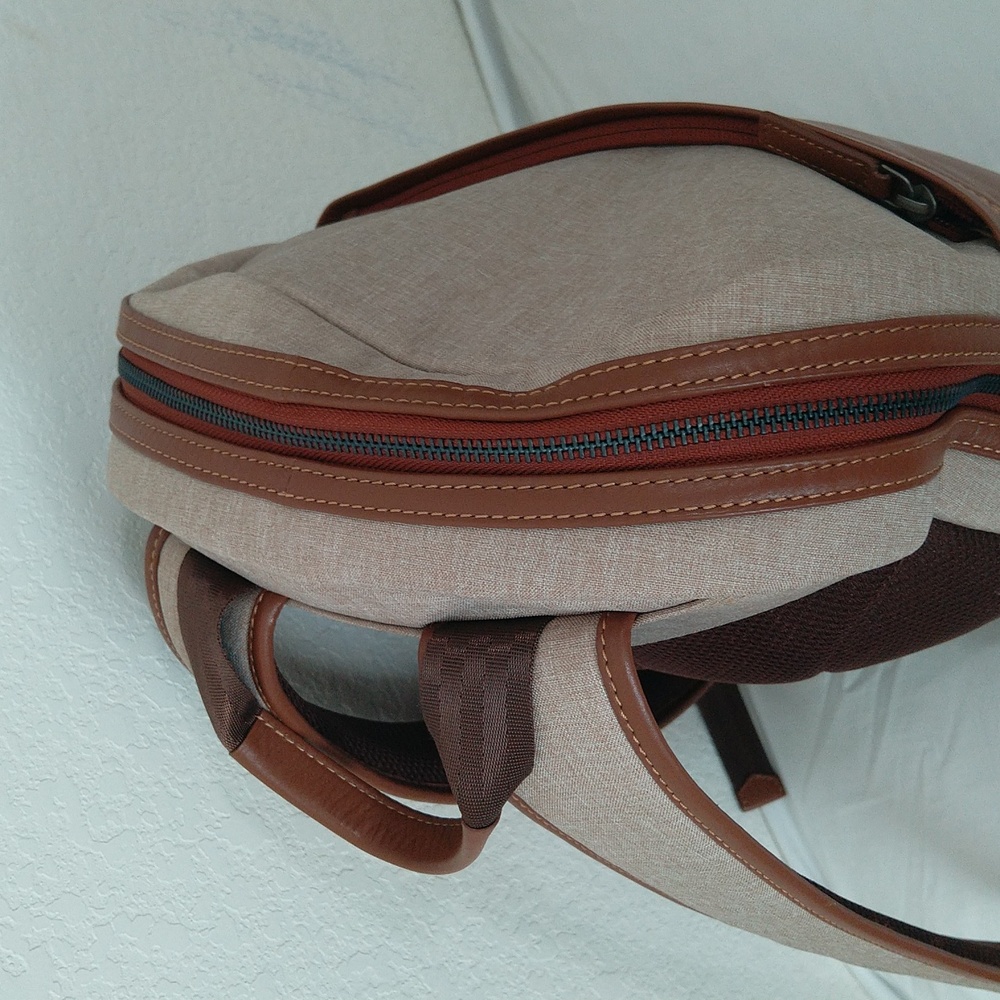 Boconi recycled polyester & leather travel Backpack - Picture 6 of 17